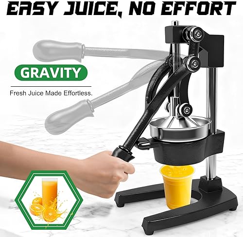 Miniatura 2 de Máquina exprimidora de mano de hierro fundido, prensa manual comercial de hierro fundido, para jugo de naranja, lima, limón, granada, fácil de usar
