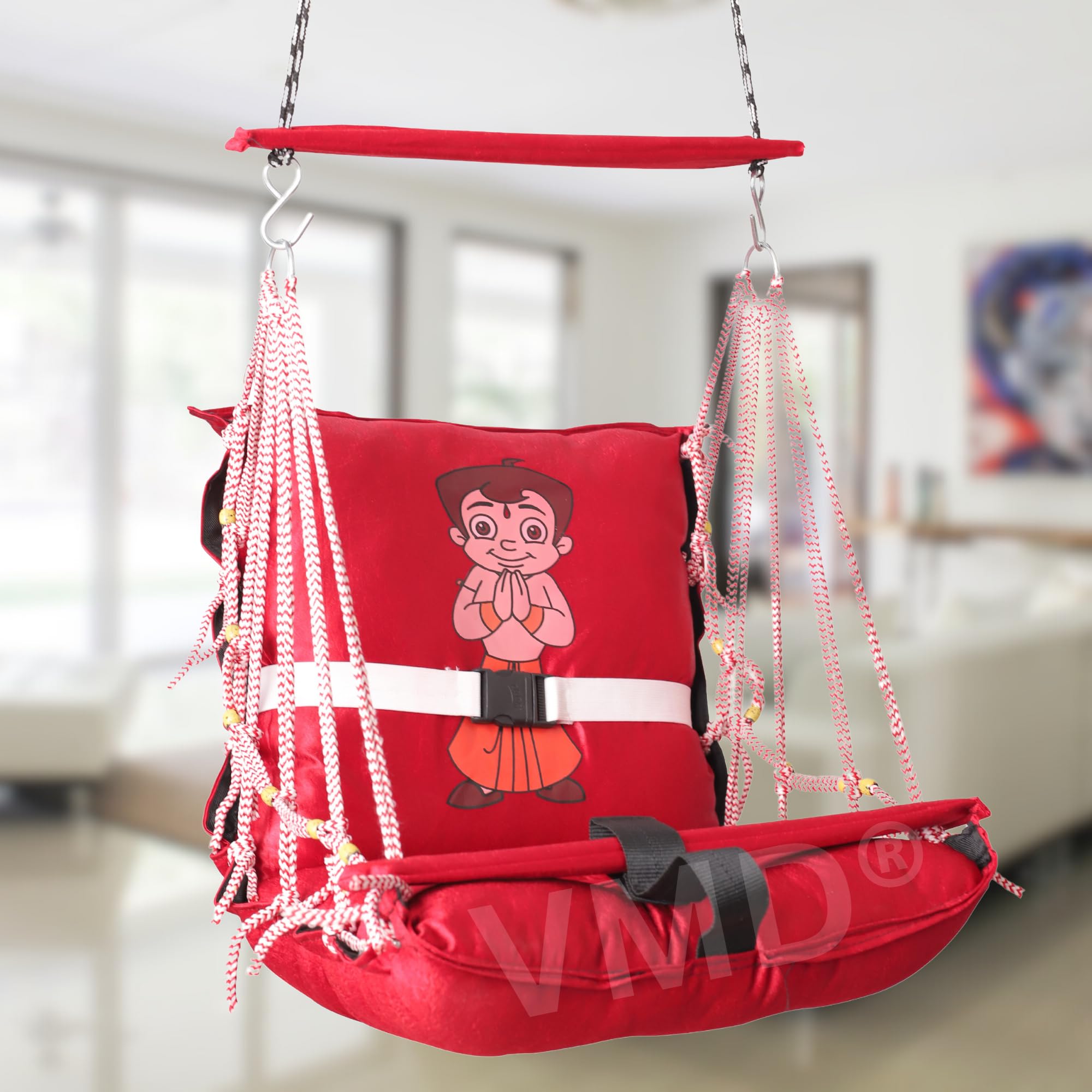 VMD, RED Cotton D Shape RED Hammock Hanging Swing Chair for Living Room, Swing for Balcony/Swing for Kids for Home with Hanging kit.-image-37