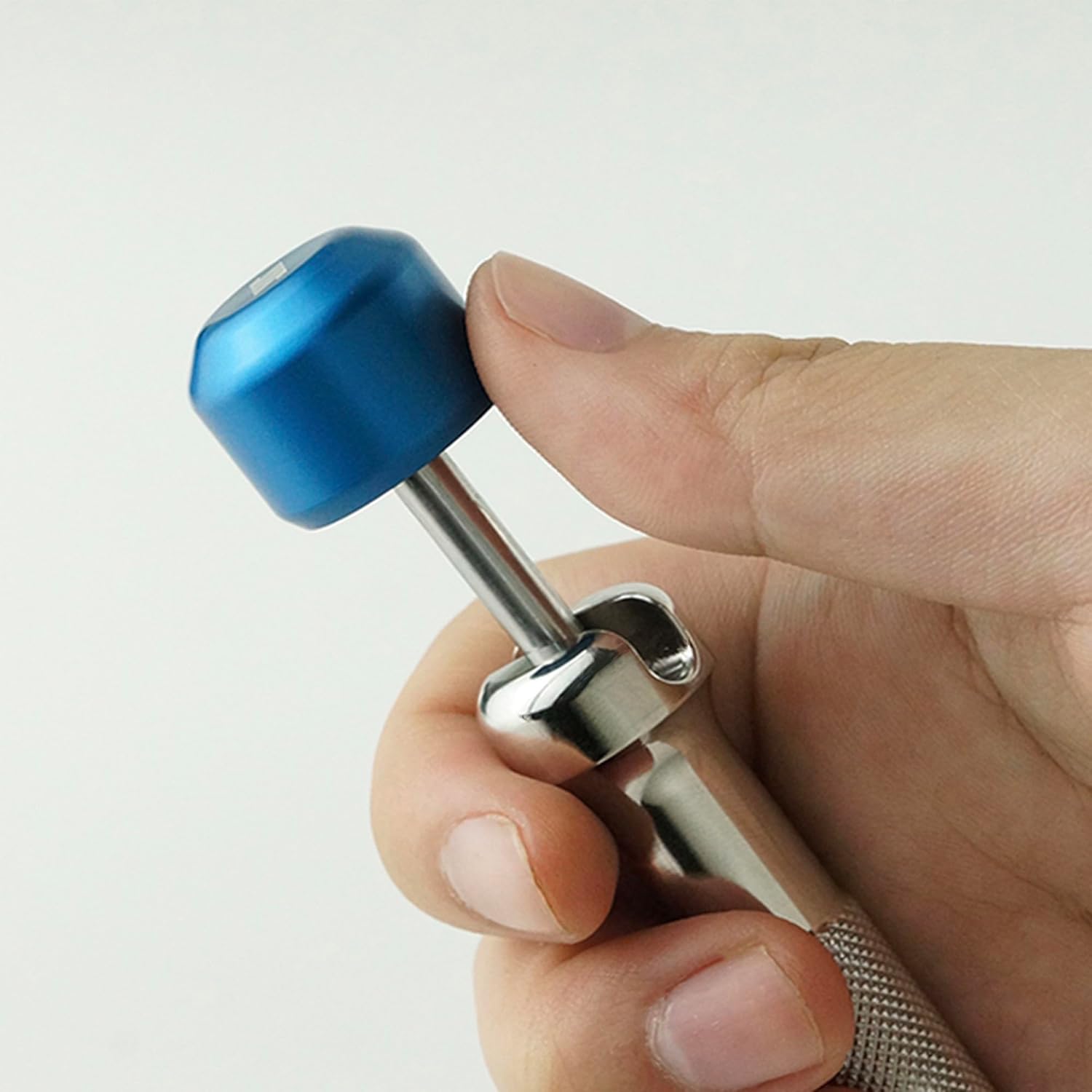 711L Lollipop Bit Driver - Pocket EDC Screwdriver with Retractable Lever for Extra Torque - Interchangeable 1/4" Hex Bit Driver (Stainless Steel Blue)