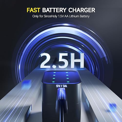 Miniatura 6 de Paquete de 16 baterías recargables AA de litio, 1.5 V 3600 mWh, baterías dobles de iones de litio AA de larga duración (con cargador de 8 ranuras)