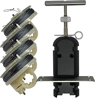 Trip Wire Reel And Trip Alarm Bundle Set - 12 Gauge QUAD 3.0-85 ft Kevlar Reusable 50 lb Reels - Perimeter Defense Device 360° Coverage Warning Security For Camping Safety (Black, 4 Pack Reel)