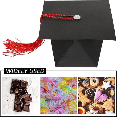 Miniatura 8 de PRETYZOOM 50 cajas de graduación 2025 suministros para fiesta de graduación, cajas de dulces en forma de gorra de doctorado
