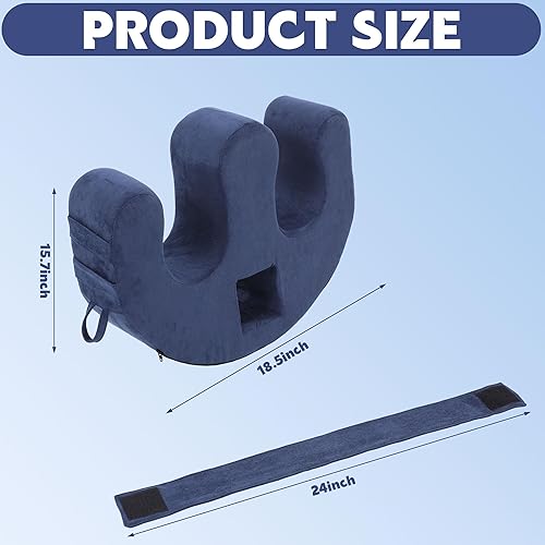 Miniatura 2 de MABOZOO Dispositivo de giro para pacientes con orificio para mango, almohada de terciopelo en forma de U, almohada de lactancia postrada en cama,