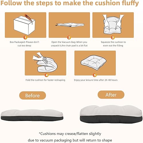 Miniatura 5 de RACE LEAF Cojines para sillas de comedor, paquete de 4 unidades, almohadillas de espuma viscoelástica para sillas de cocina con lazos y respaldo