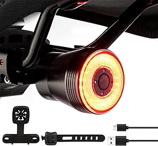 Smart Rear Bike Tail Light, Auto on/off Brake Sensing Bicycle Lights, 5 Lighting Modes, USB Rechargeable Bikes Tailights, …