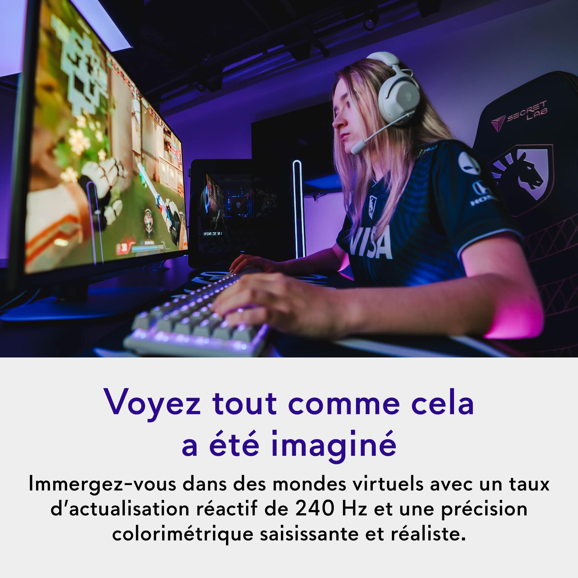 Alienware 27 4K QD-OLED Moniteur Gaming AW2725Q, 240Hz, 0,03ms, G-Sync | 0.03ms, NVIDIA G-SYNC Compatible, AMD FreeSync Premium Pro, HDR True Black 400, Dolby Vision, USB-C, Garantie 3 ans