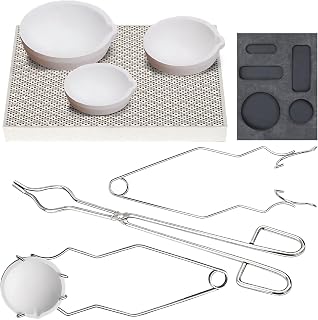 8 PCS Graphite Torch Melting Casting Kit, Including 5-in-1 Graphite Casting Ingot Mould, 30cm Stainless Steel Crucible Tongs, 3 Quartz Crucible, 2 Tong for Melt, Honeycomb Ceramic Soldering Board