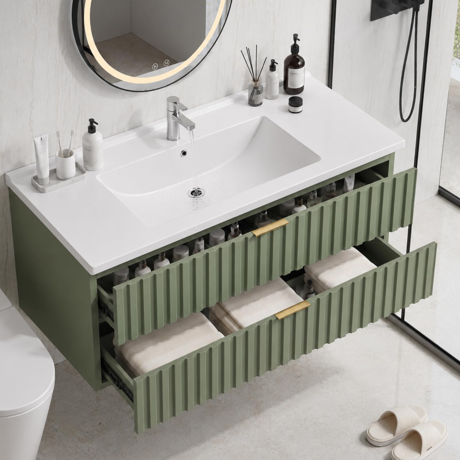 ONBRILL 36 Inch Bathroom Vanity with Ceramic Sink