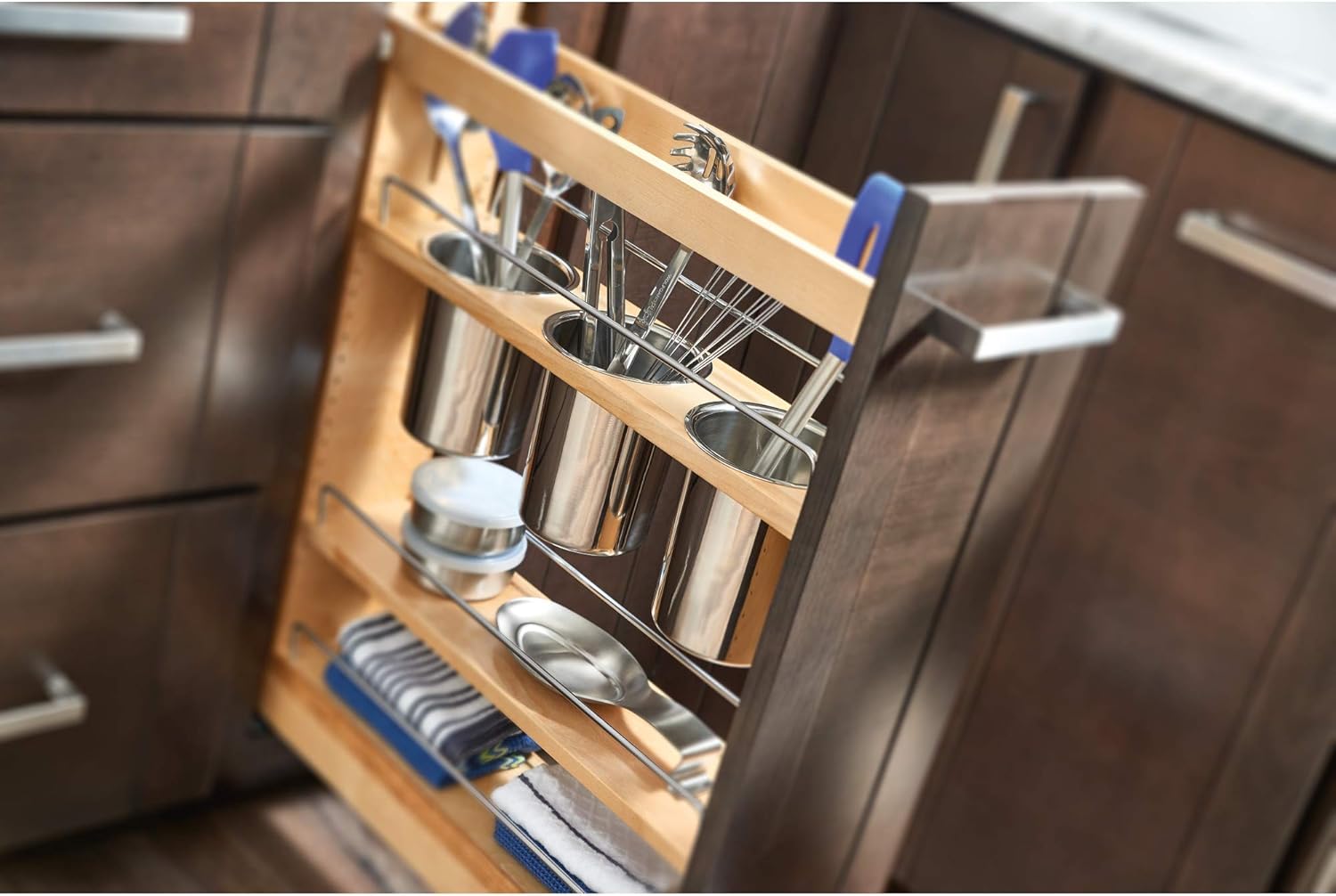 Flash Sale Buy 1 get 1 Rev-A-Shelf 448UT-BCSC-5C Series 5-Inch Kitchen Utensil Pull Out Cabinet Organizer with Shelves and Soft-Close Slides for Kitchen Base Cabinets