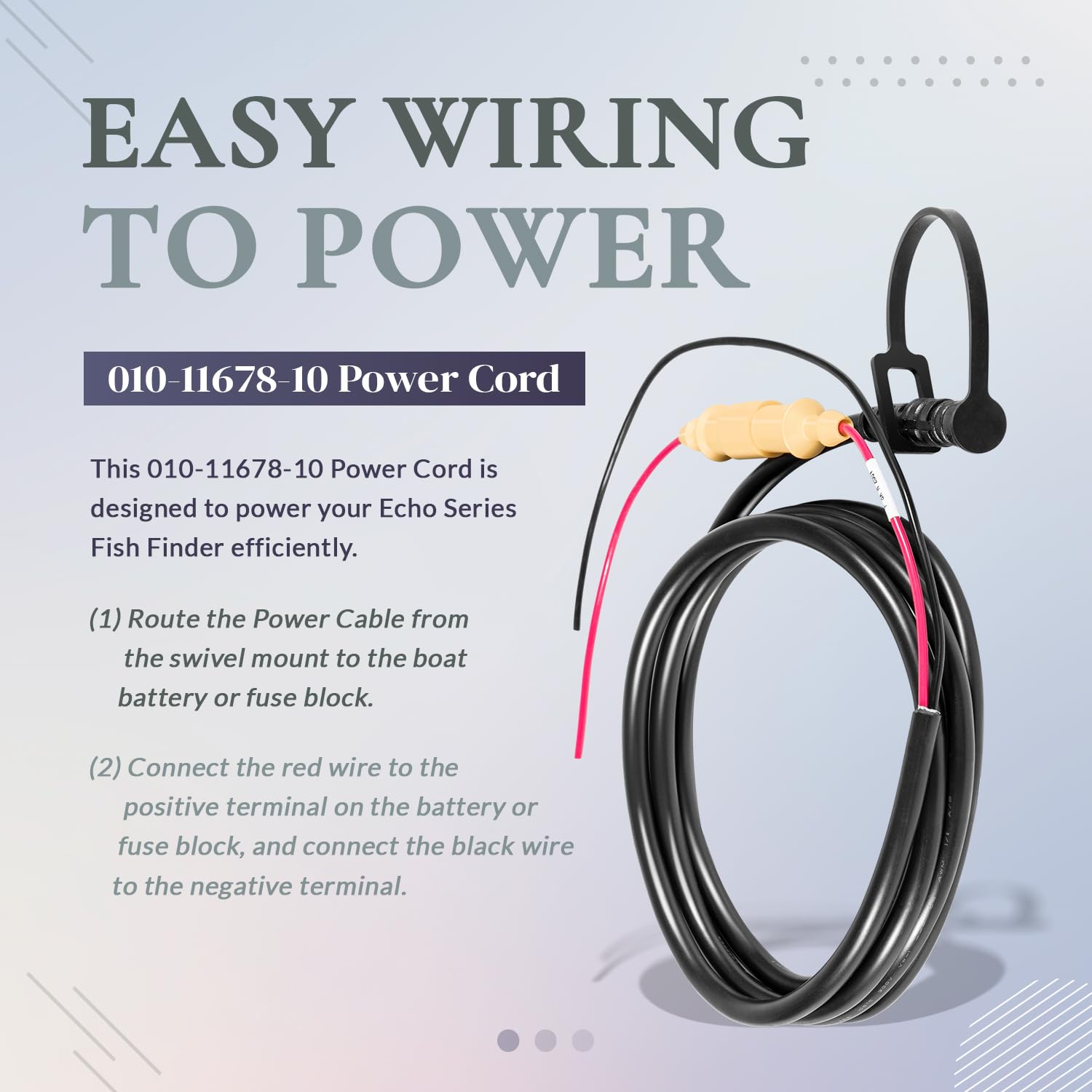 010-11678-10 Power Cable, 4-Pin Power Cord Fit for Garmin Echo Fish Finder 100, 101, 150, 151, 151dv, 200, 201, 201dv, 300c, 301c, 301dv, 500c, 501c, 550c, 551c, 551dv (6 ft. /1.8m)