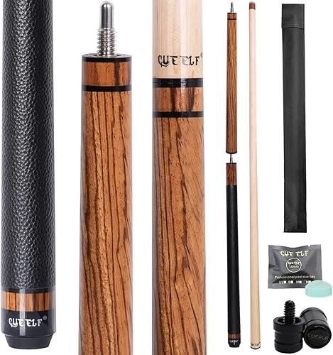 Heavy Hitter Jump Break - Taco de piscina de 3 piezas para saltarromper, palo de piscina de madera de cebra, palo de piscina de 23 onzas