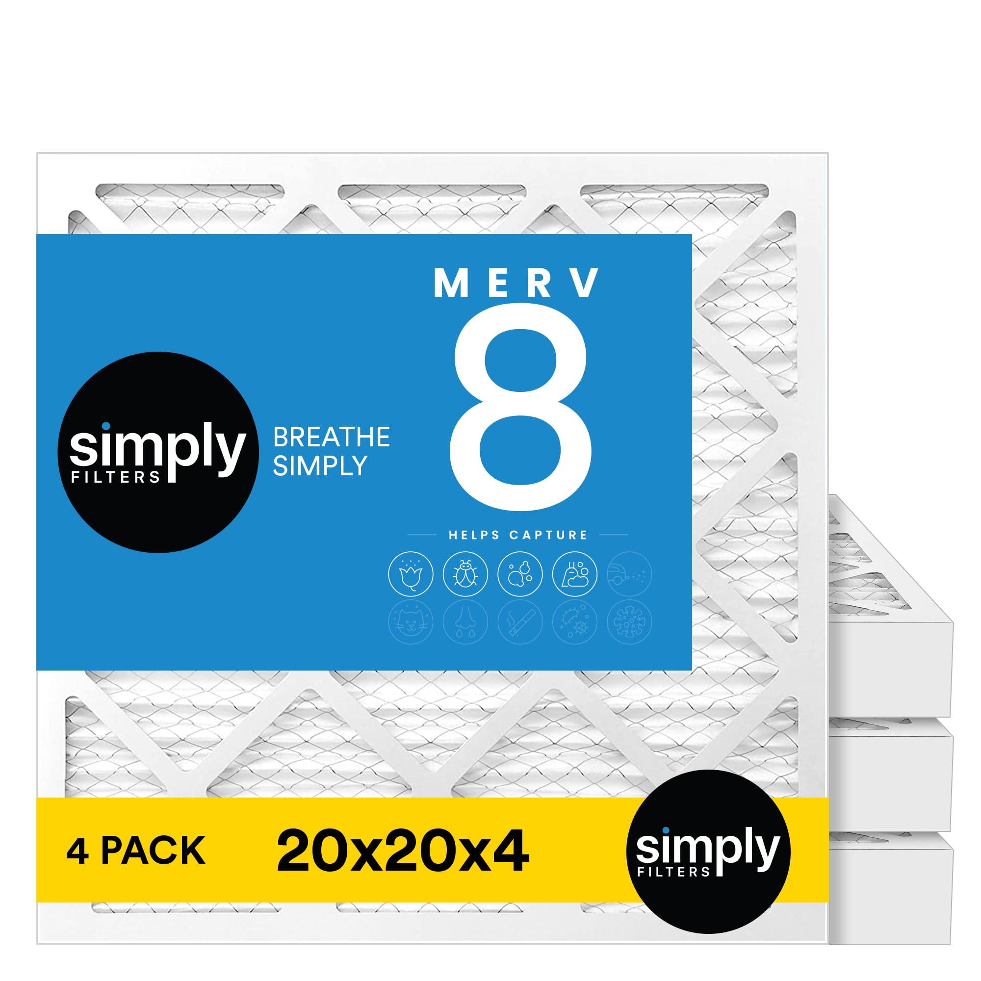 Simply 20x25x4 Air Filter, MERV 8, 4 Pack, Furnace Air Filter for HVAC (Actual Size:19.5"x24.5"x3.63") DUST, Pet, & Allergy Control — view 32