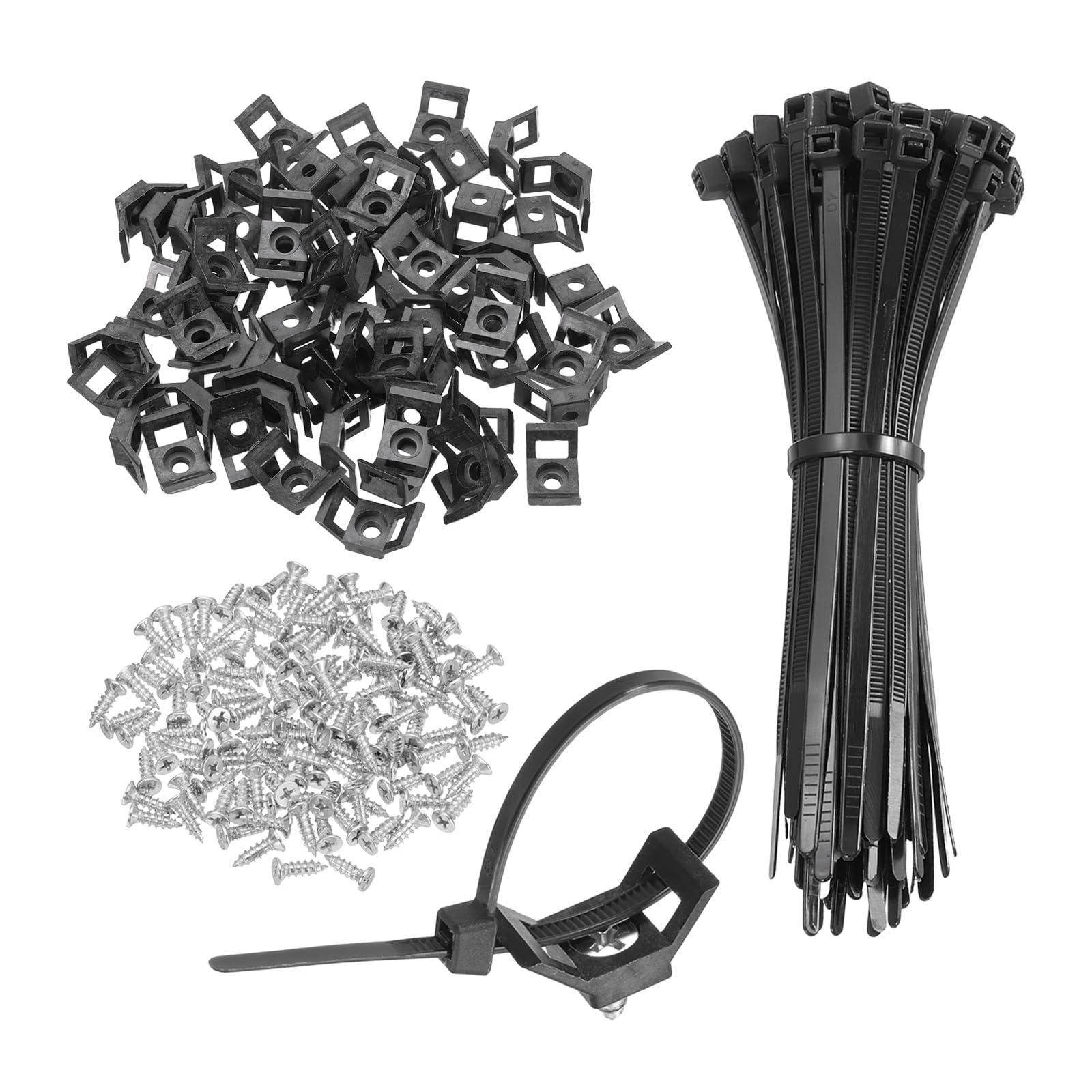 Abrazaderas de soporte tipo sillín de 2,8 cm organizador de cables negros M5