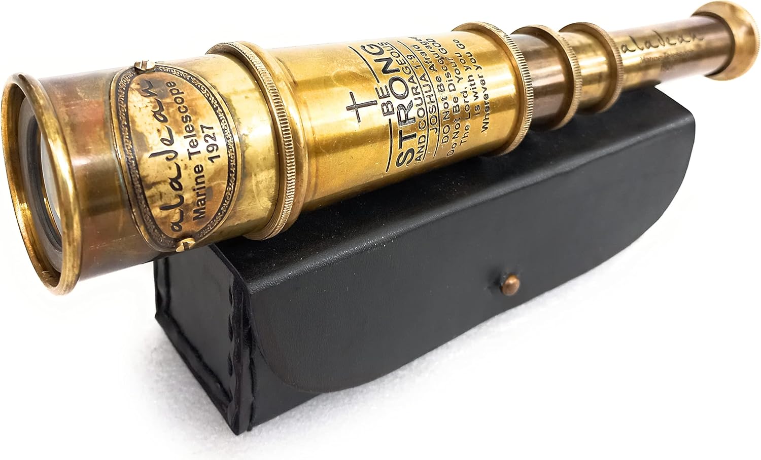 Vintage Spyglass Telescope 16" Inspirational Gifts for Boys - Be Strong & Courageous Engraved Uplifting Pirate Spyglass Gift