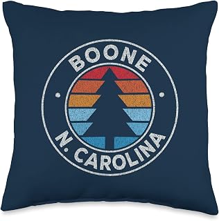 Boone North Carolina NC Vintage Graphic Retro 70s Navy Throw Pillow