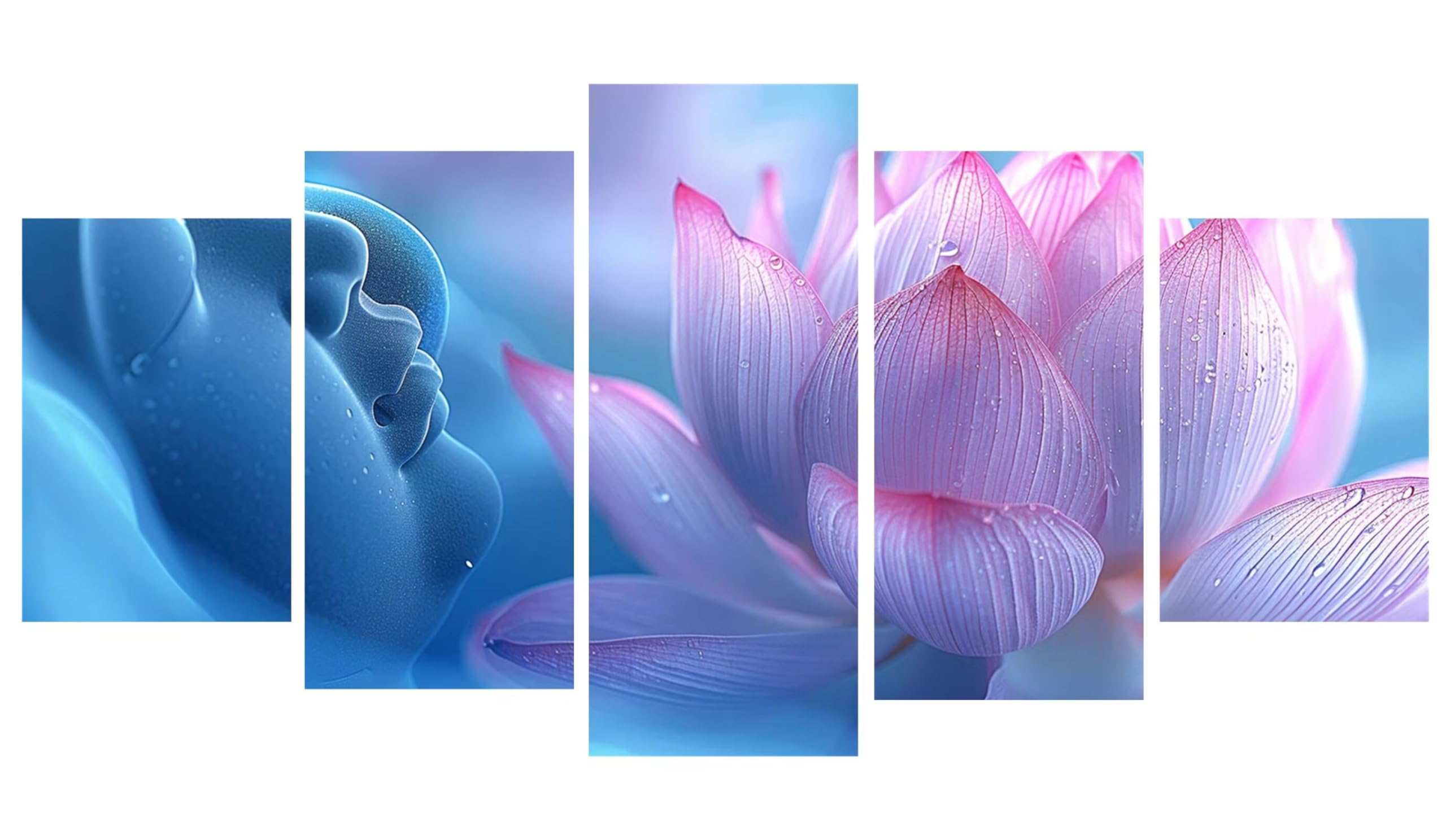 Diamentowe malowanie 5 sztuk Zen lotosu diamentowy obraz dla dorosłych, haft diamentowy dla dorosłych, duży format, puzzle sztuka, ścieg krzyżykowy, zestaw rękodzieła artystycznego, dekoracja do