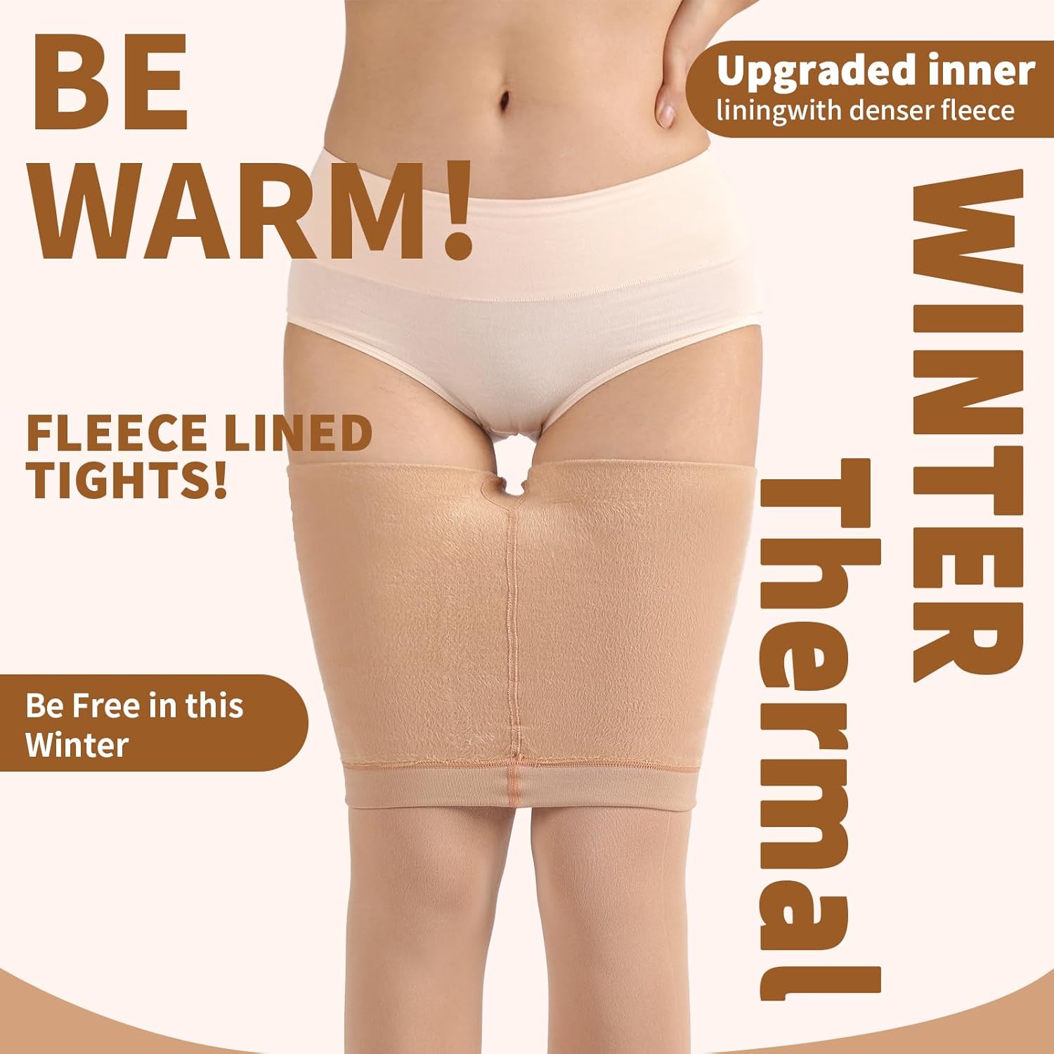 DancMolly Opaque Fleece Lined Tights for Women, High Waist Warm Winter Thermal Control Top Pantyhose - Image 2