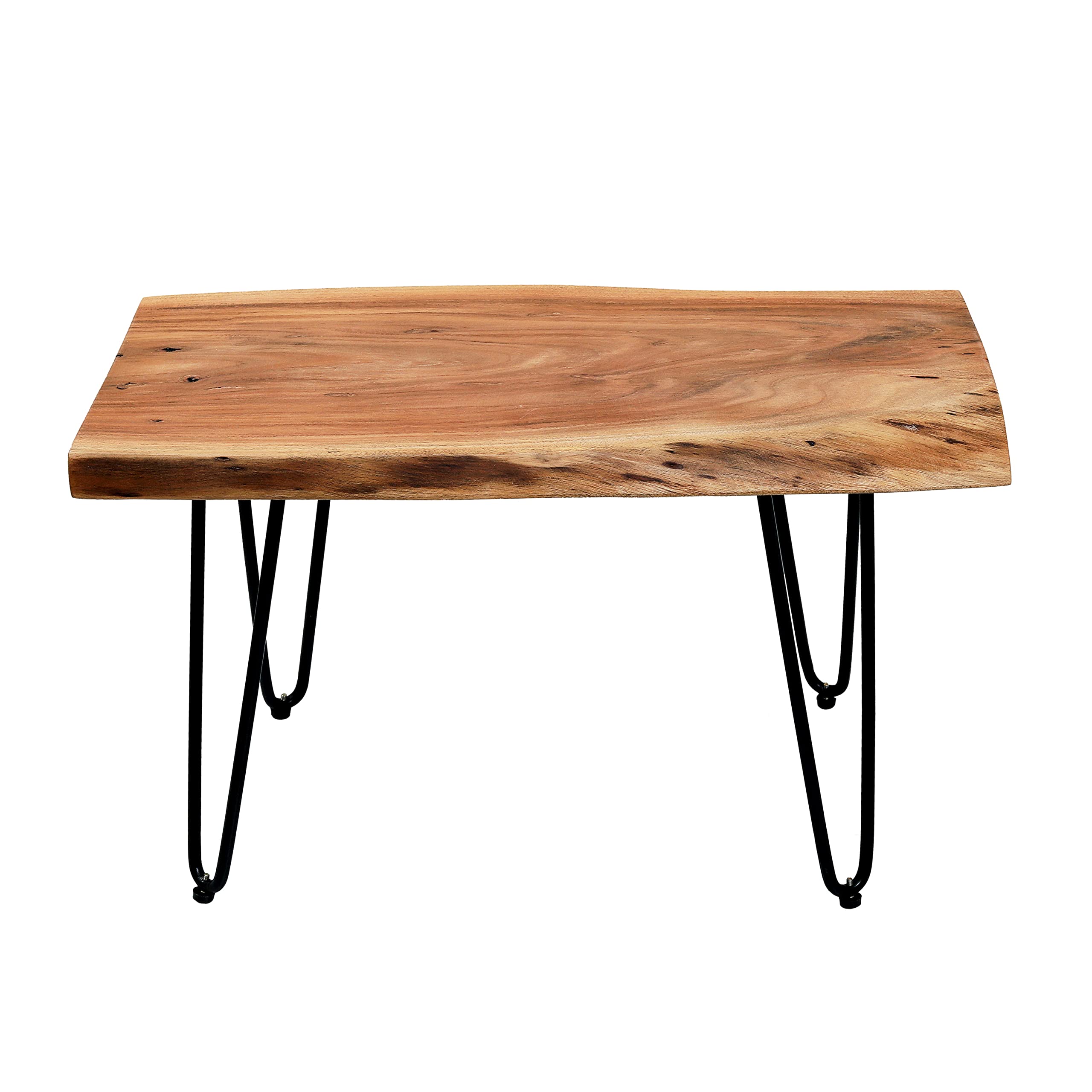 HLC 40 inch Vintage Craft Badang Carving Natural Live Edge Contemporary Rectangle Coffee Cocktail Table Living Room Table Vintage Table