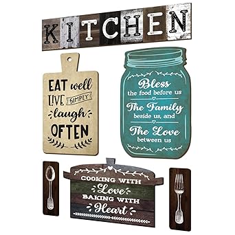 Chaka Chaundh - Kitchen Plaque Quotes Wall Hanging D?cor ? Restaurant Quote Sign Boards D?cor - Dining Quotes Sign Wall Plates D?cor Items ? Set of 6 (Vintage - MultiColor)