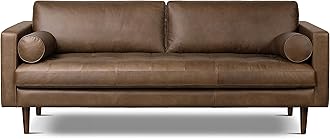 Napa 88.5" Sofa – Cocoa Brown Full-Grain Pure-Aniline Italian Leather, Feather-Down Cushioning, Kiln-Dried Solid Wood Frame, Walnut Legs