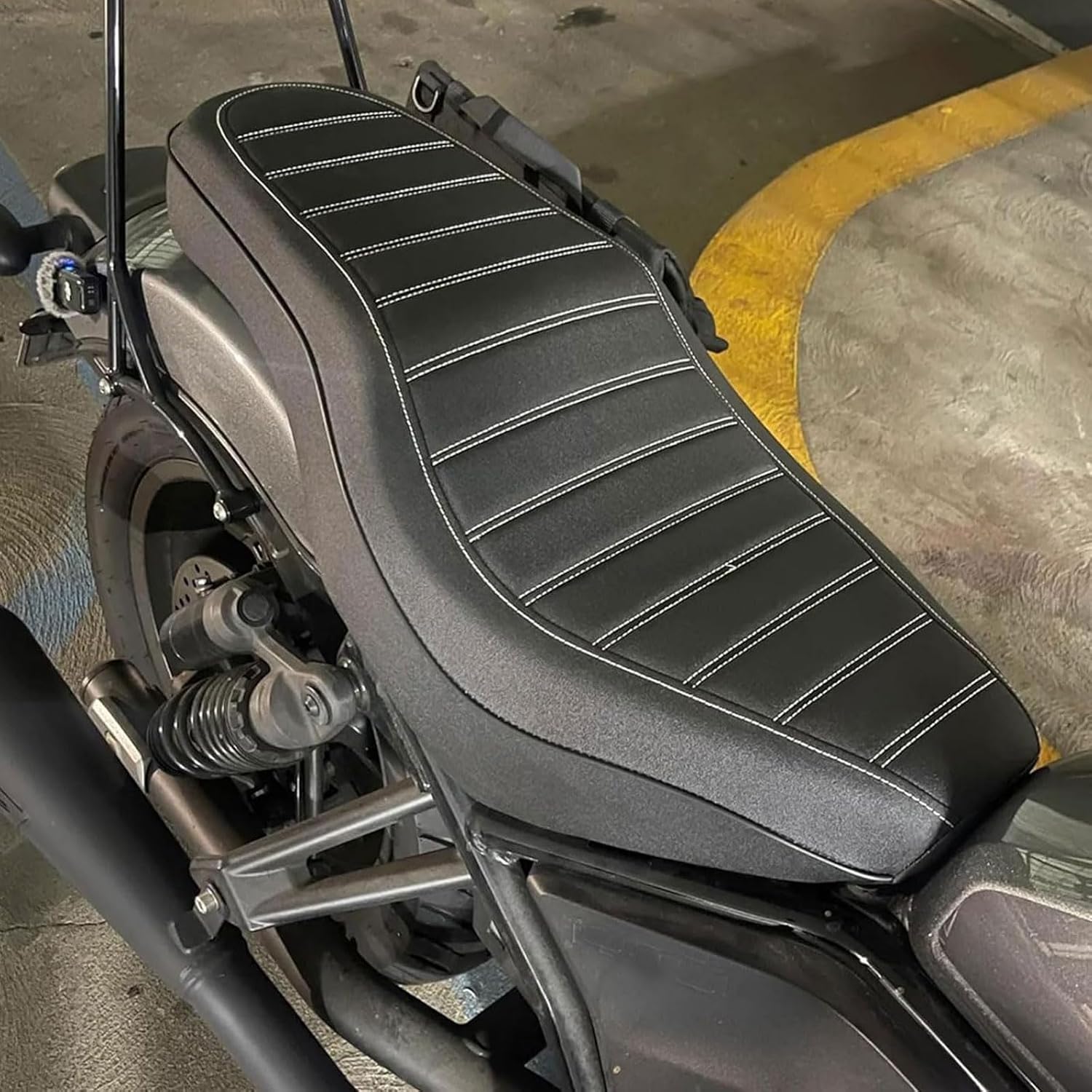 Rider Driver Passenger Seat Two-up Leather Rear Passenger Seat Pillion Comforable Seat fit for Ho-nda Rebel CMX 1100 CMX1100 Rebel1100 Accessories 2021 2022 2023 2024 (Stripe Style)