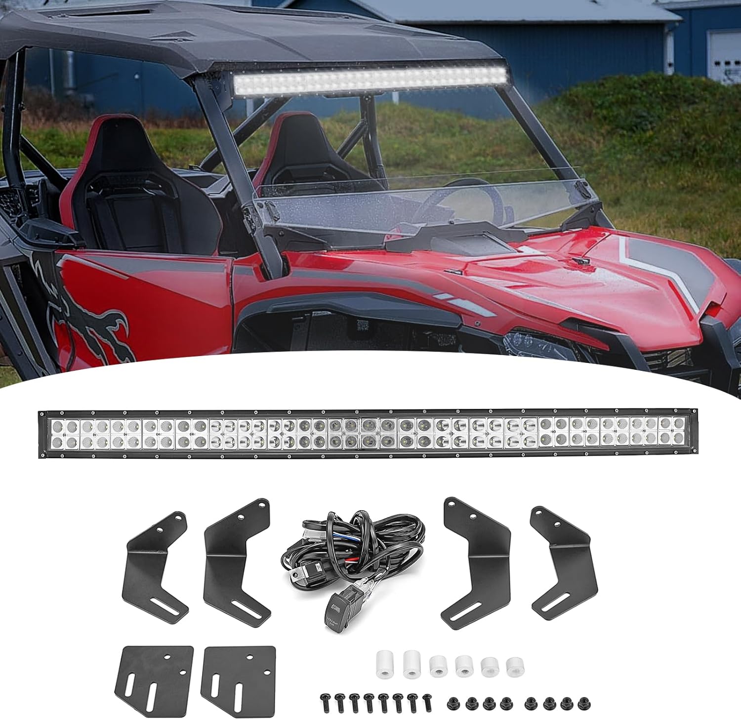 Photo 1 of WeiSen 42'' 240W LED Curved Light Bar w/Roof Mount Bracket and Wiring Kit Compatible with Honda Talon 1000X /1000R /1000X-4 /1000R-4 2019-2025
