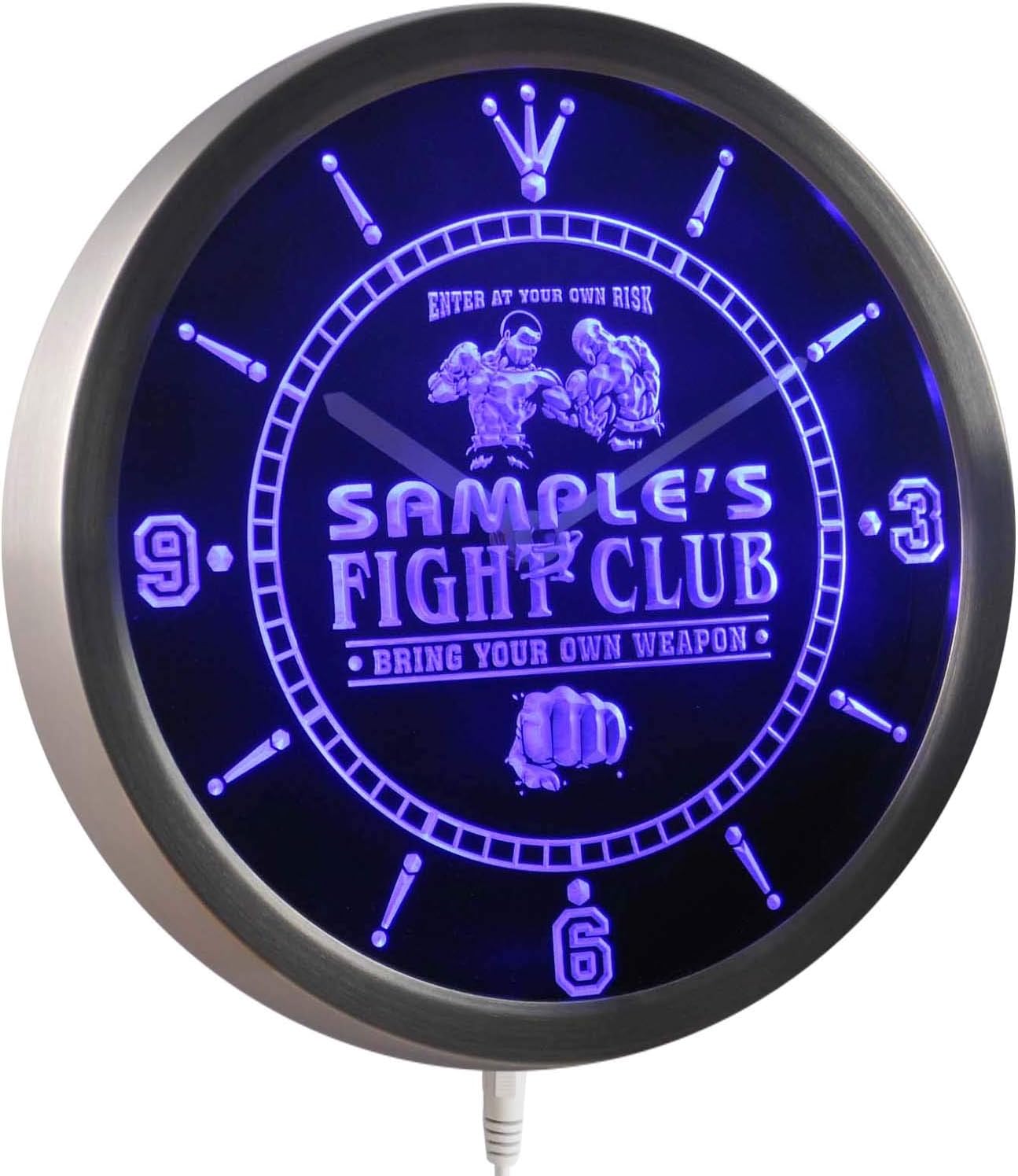 ADVPRO ncqj-tm Name Personalized Fight Club Bring Your Weapon Neon Sign LED Wall Clock