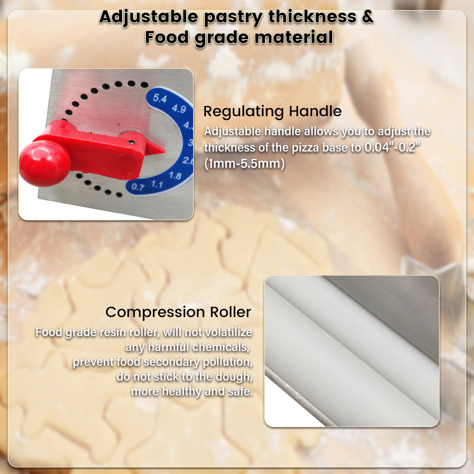 WYDDDARY Electric Pizza Dough Roller Sheeter Dough Rolling Machine 4