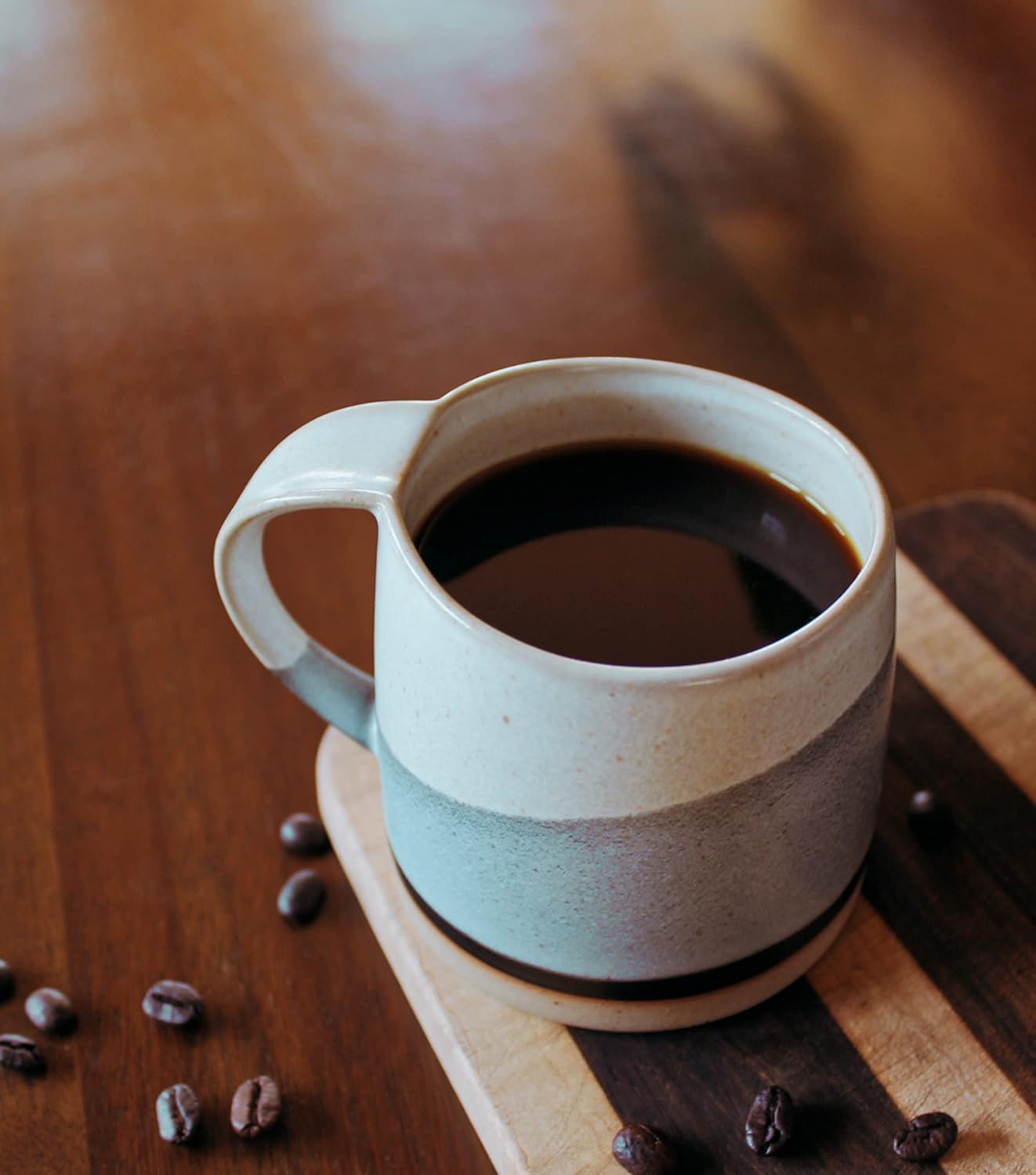 Well Covered & Green Original Day Glazed Ceramic Coffee Mug Set - 2 Vintage Japanese Style Cappucino Coffee Mugs - Stoneware Mug & Matcha Cup Gift Set - 2 x White, 12oz - Image 3