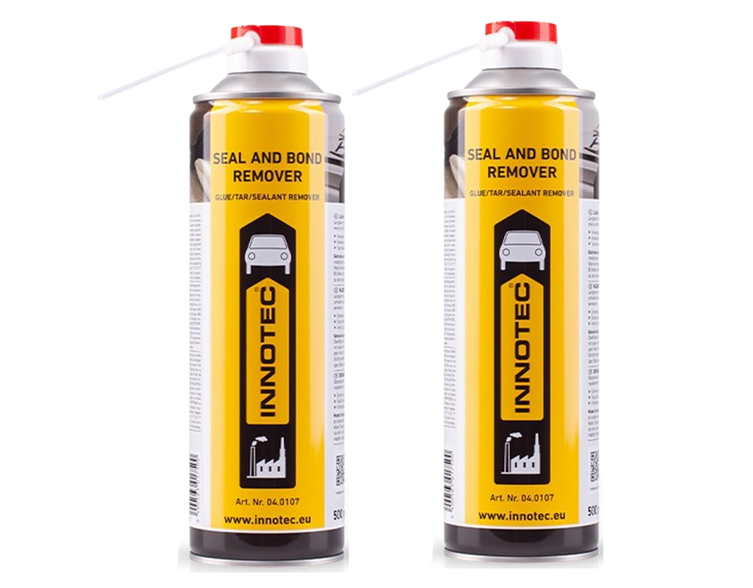 Innotec Seal and Bond Remover - 2 pezzi per rimuovere adesivi e sigillanti, 500 ml, bomboletta spray per etichette, rimozione di residui di colla, residui di sigillante, schizzi di catrame, resina