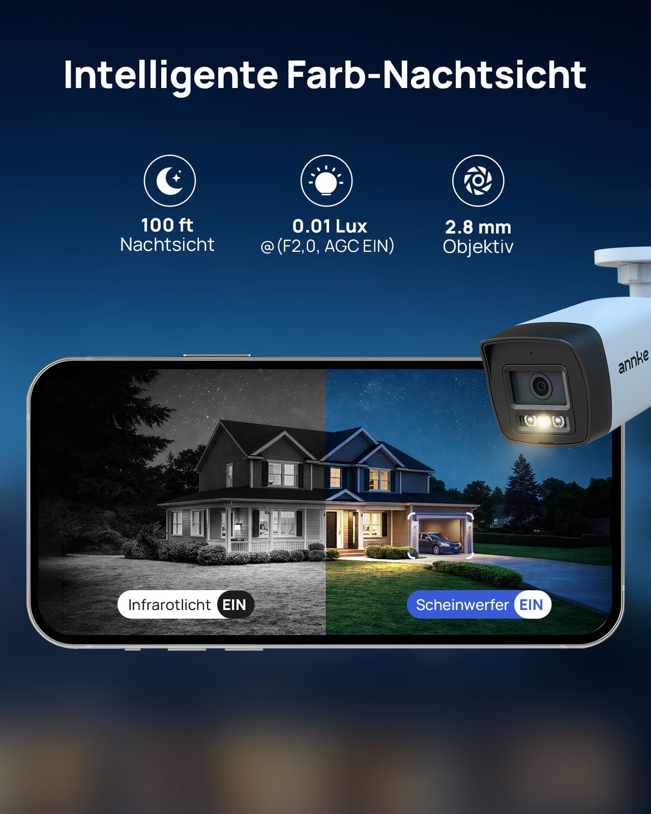ANNKE PoE IP Kamera 3K HD Überwachungskamera Bullet, Zwei-Wege-Audio | AI Personen- und Fahrzeugerkennung, 30M Nachtsicht, IP67 Wasserdicht für Innen- und Außenbereich
