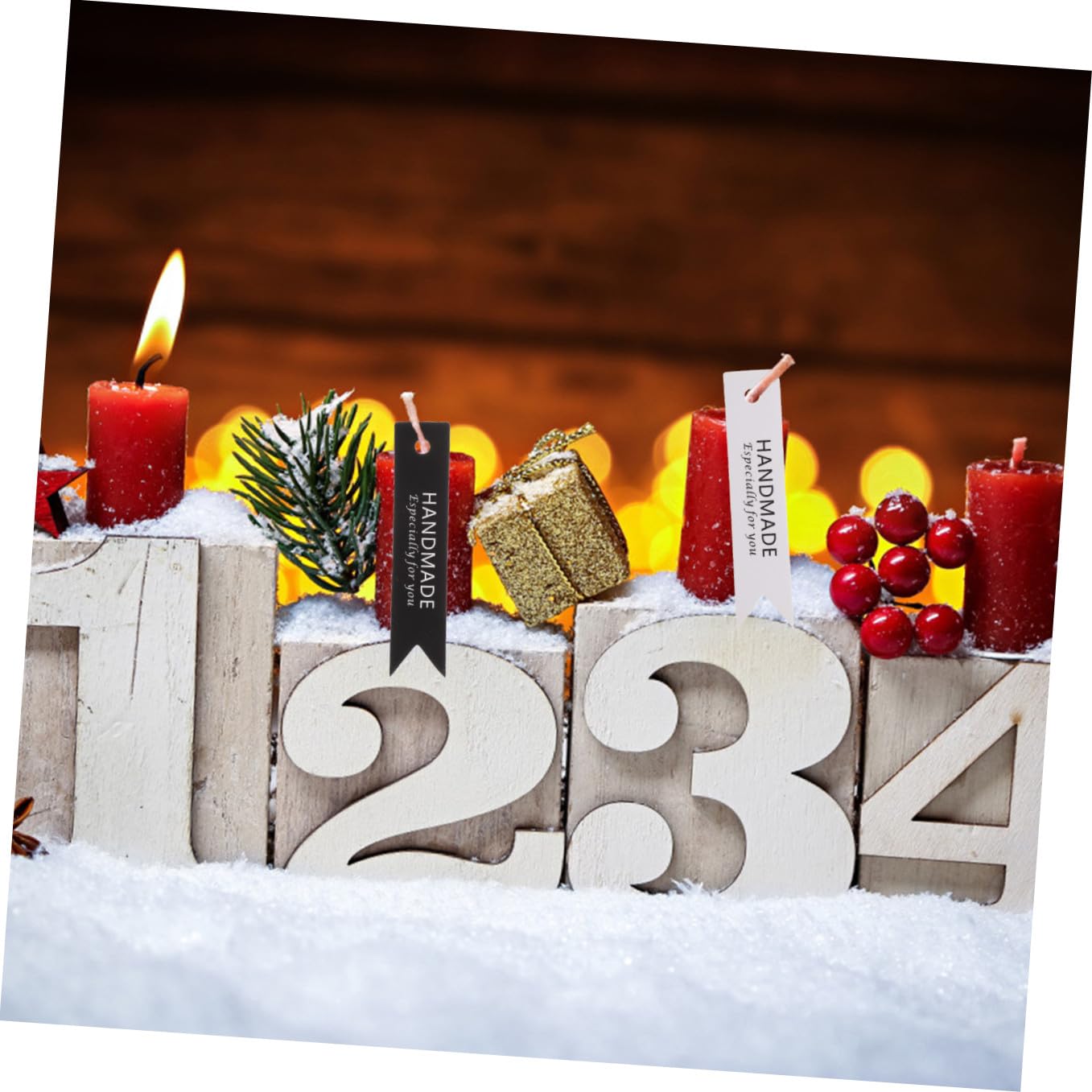 Healeved 5 Sets Kraftpapieranhänger Für Weihnachten Handgefertigte Segensetiketten Hängende Kerzenanhänger Dekorative Geschenketiketten Für Die Inneneinrichtung 100 Stück * 5