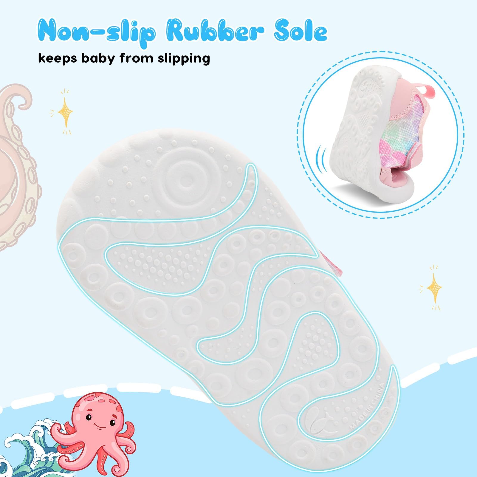 JIASUQI Baby Barefoot Shoes Boy Girls First Walking Shoe Infant Breathable Sneakers Lightweight Non-Slip Crib Shoes Indoor Outdoor — view 6