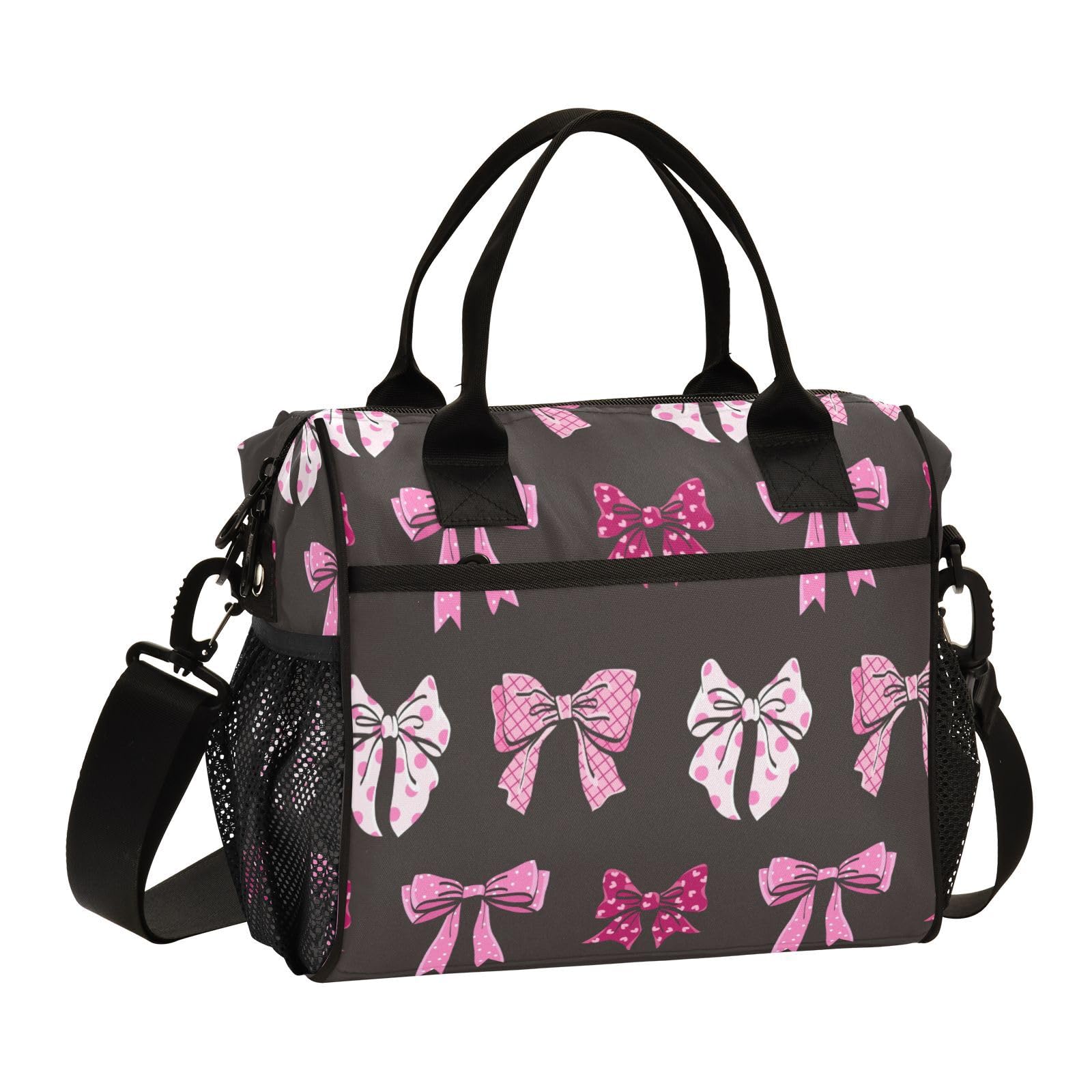 BOENLE Cute Bows Lunch Bag Insulated Cooler Bag Tote Reusable Lunch Box for Women Men Adult Adjustable Shoulder Strap Leakproof for Work Picnic