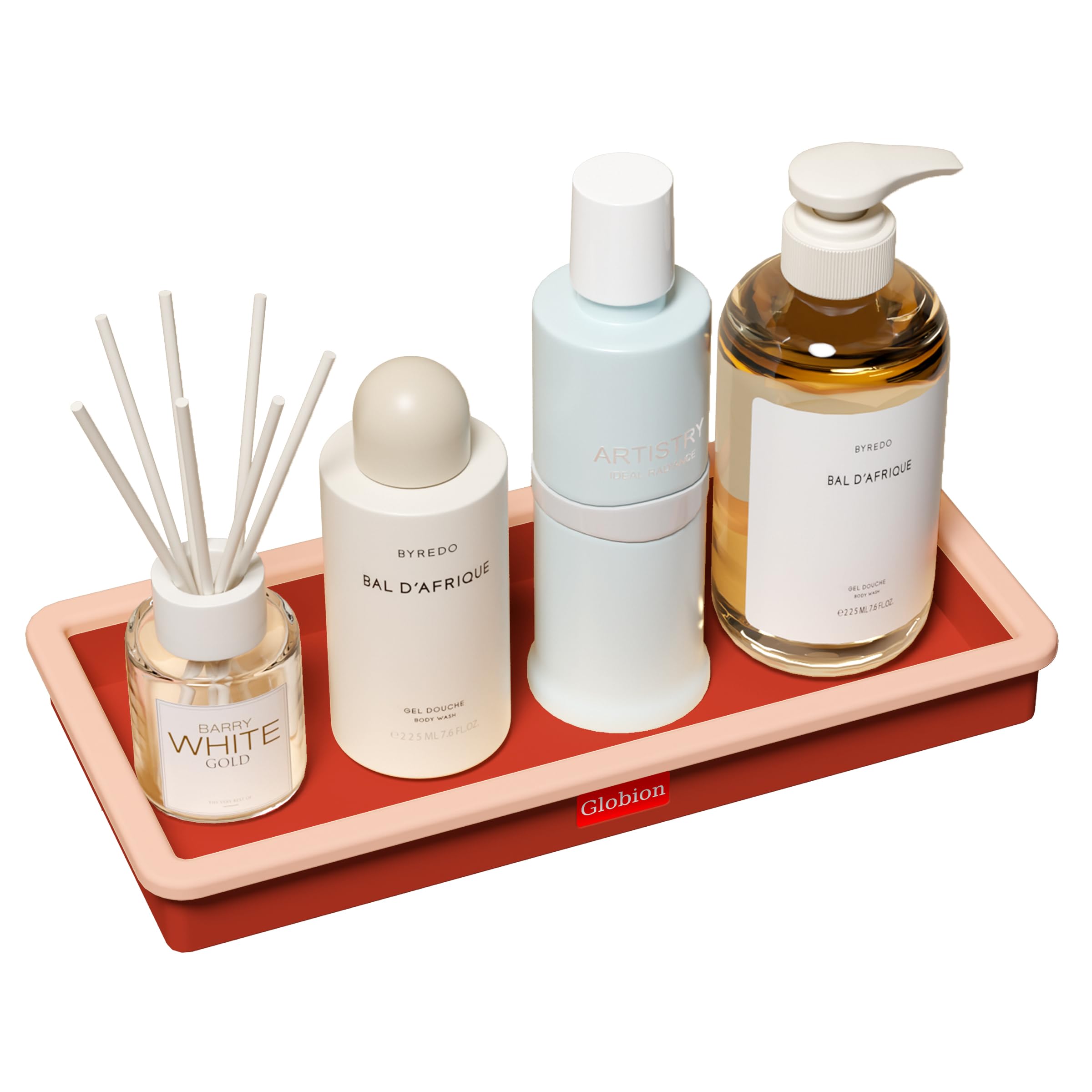 Small Countertop and Vanity Tray,Rectangle Shatterproof Flexible Bathroom Tray, Kitchen Sink Tray for Soap Bottles, Key Trinket Ring, Silicone