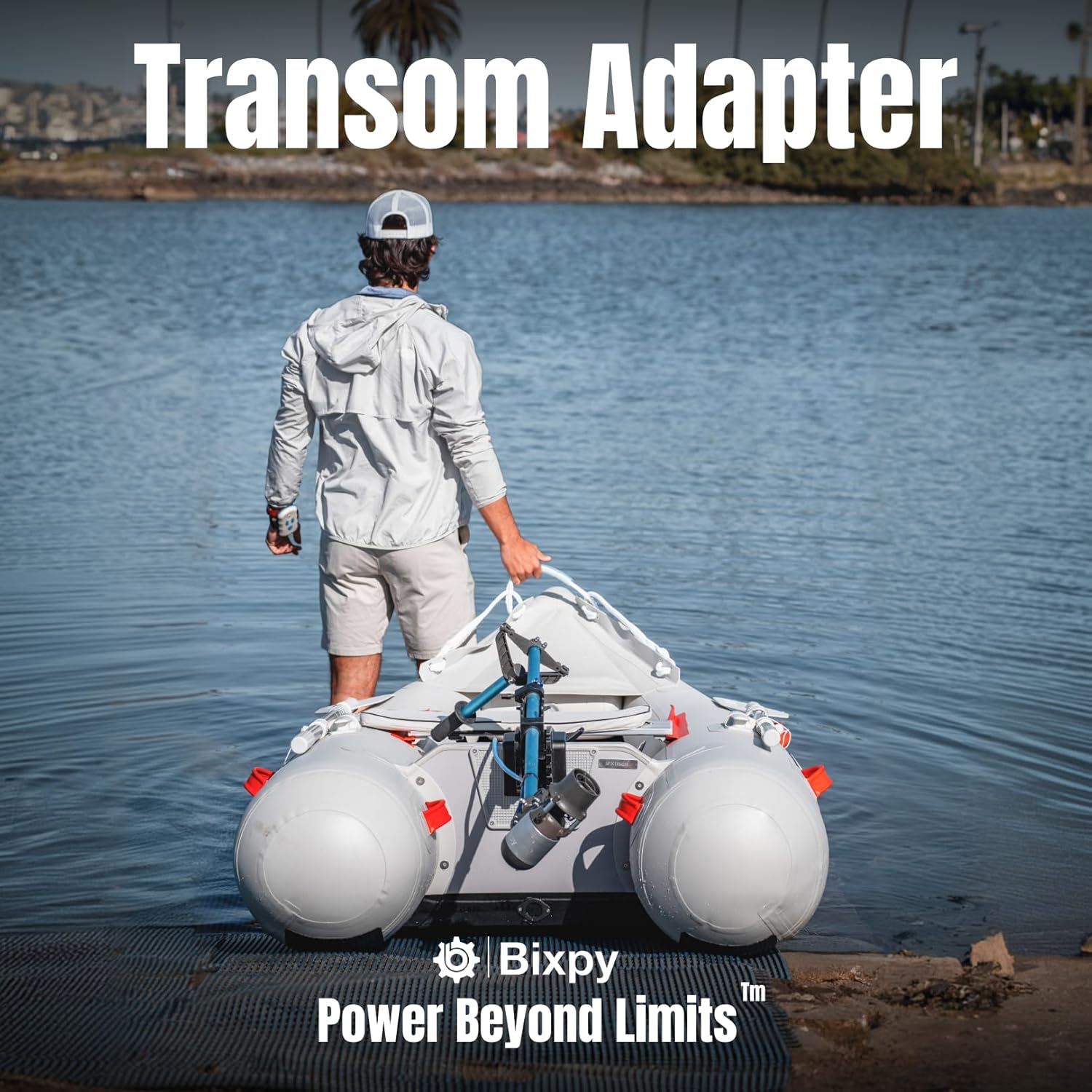 Bixpy Transom Adapter for K-1 Motor – Heavy-Duty Adjustable Depth Boat Mount with Tiller Steering Handle, Saltwater-Resistant Design for Kayaks, Dinghies, Inflatable Boats & Small Watercraft