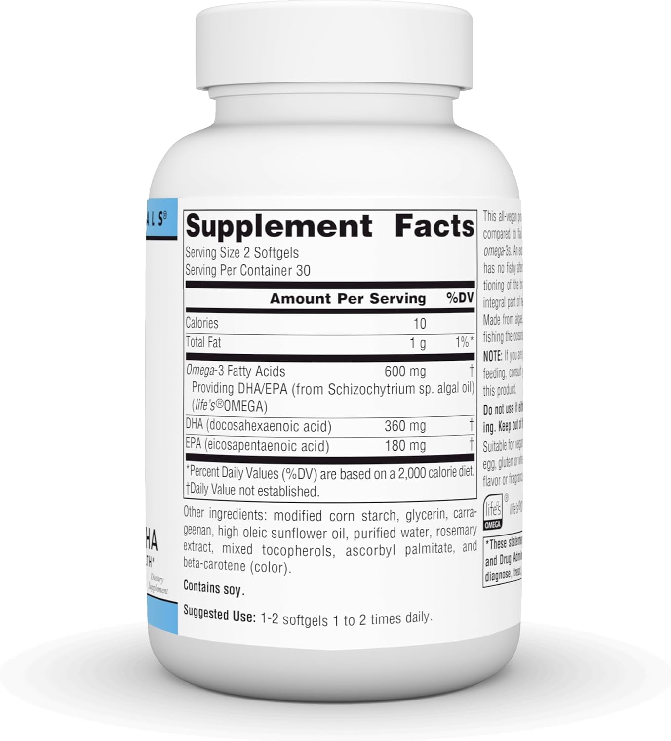 Source Naturals Vegan Omega-3s, Non-Fish EPA-DHA, for Heart and Brain Health Support* 300 mg - 60 Vegan Softfgels