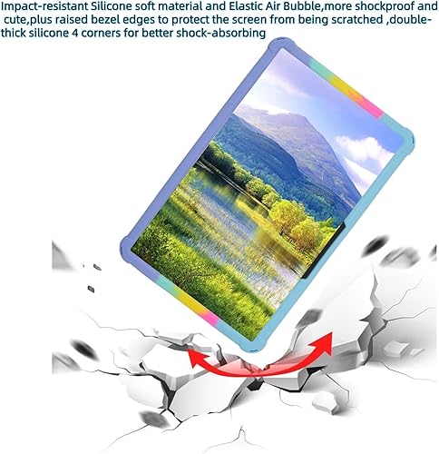 Miniatura 76 de Funda de silicona con mango giratorio de 360 grados, correa de mano, correa de hombro/soporte para bolígrafo compatible con Samsung Galaxy Tab