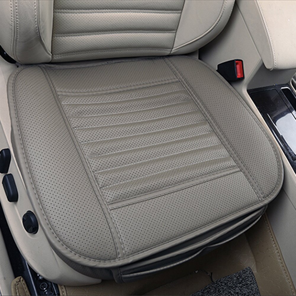 Mymm Gray Comfortable And Breathable Four Seasons General Pu Leather Bamboo Charcoal Breathable Car Interior Seat Cushion Cover Pad Mat For Office Chair Auto Car Supplies (Gray)