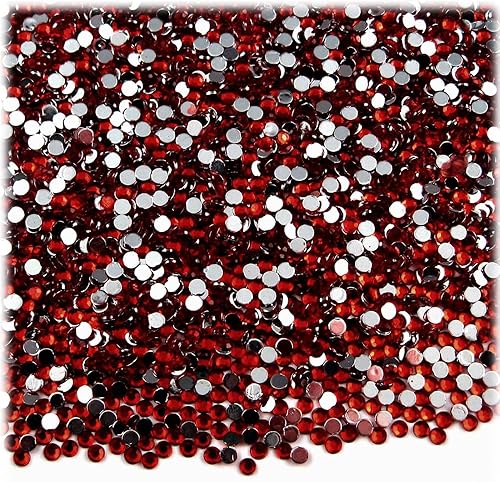 Miniatura 9 de The Crafts Outlet 2,500 diamantes de imitación redondos de 0.079 pulgadas para uñas, parte trasera plana, rojo rubí