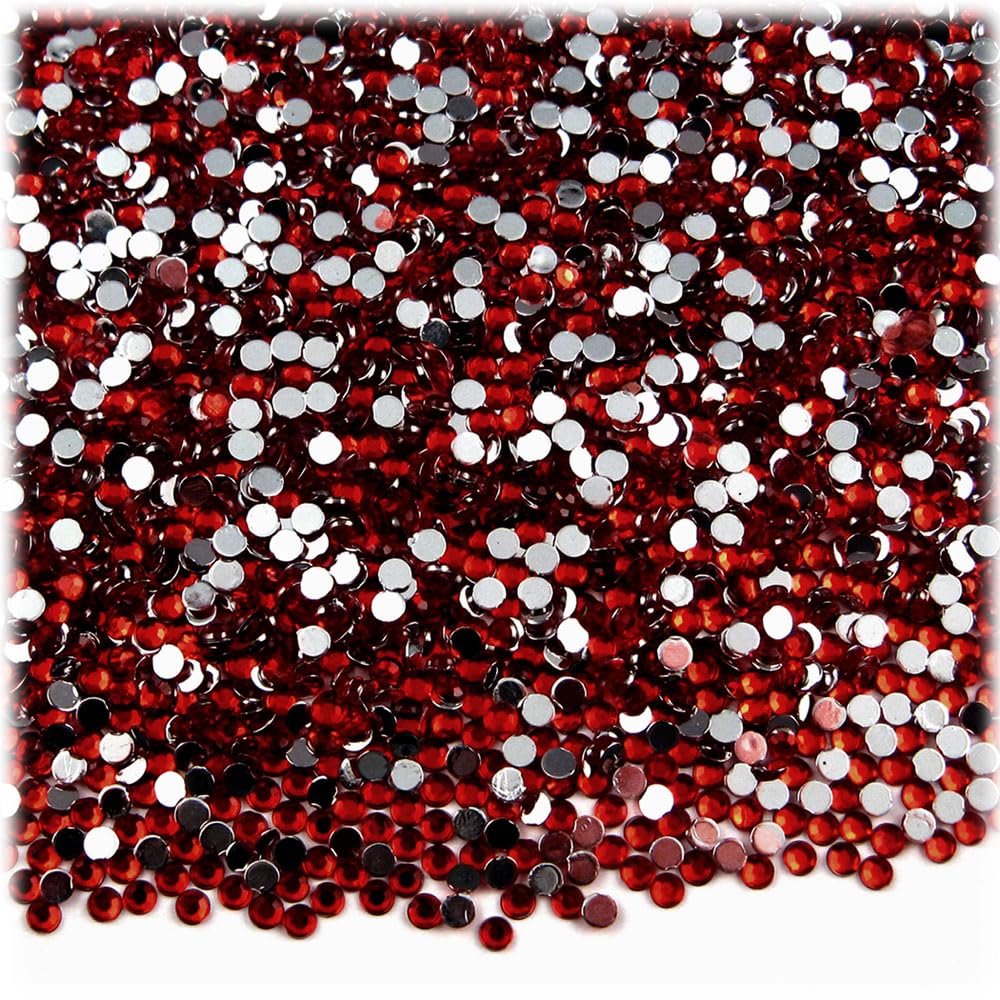 The Crafts Outlet 5,000pc Rhinestones Round 2mm Tiny for Nails - Flatback Devil Red Wine