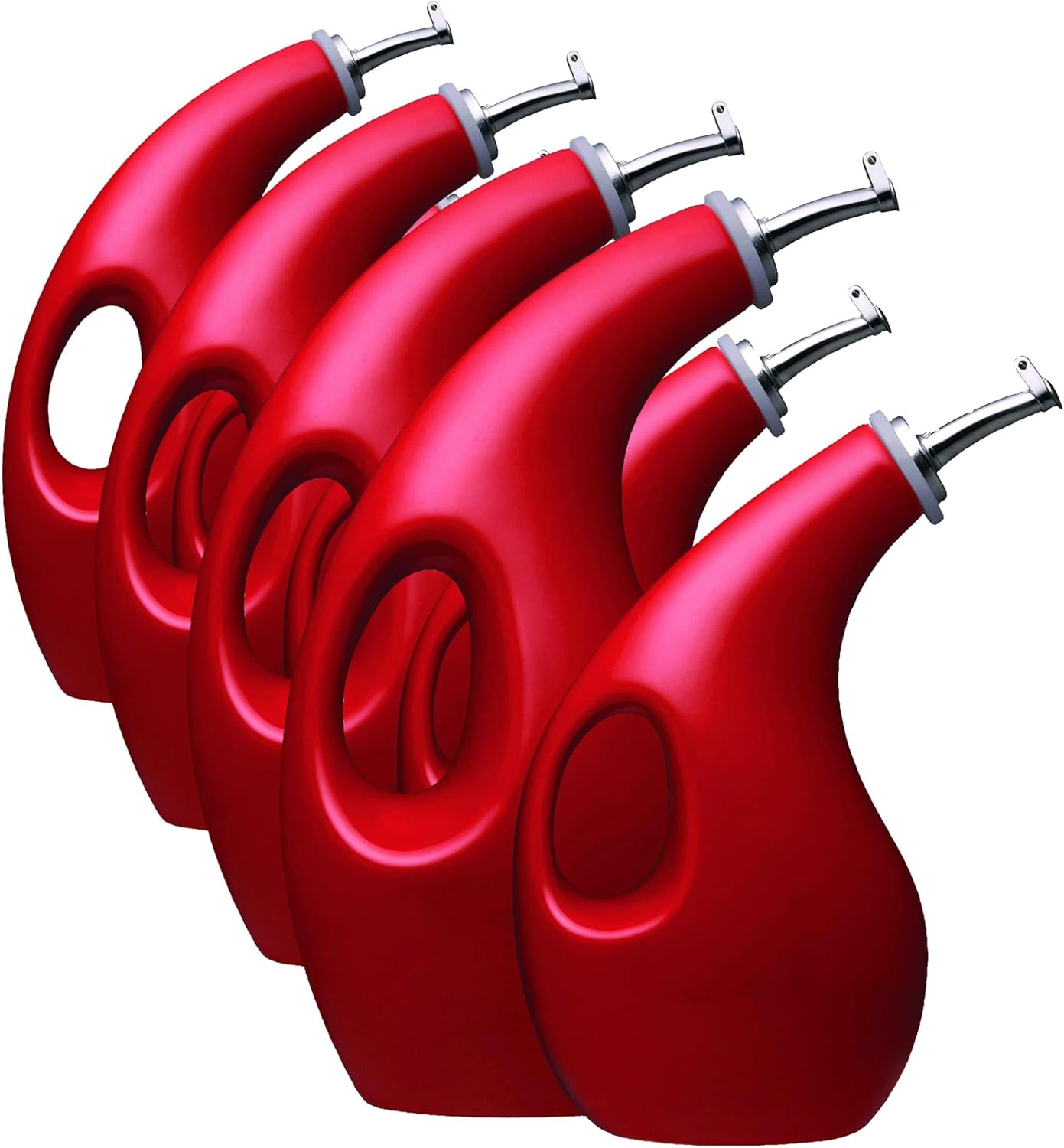 Rachael Ray Solid Glaze Ceramics EVOO Olive Oil Bottle Dispenser with Spout Set, 2 Piece, Red