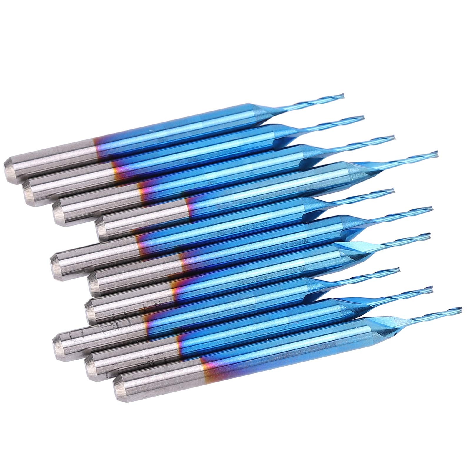 Bewinner Juego de 10 Brocas para Enrutador en Espiral de 3,175 Mm, Fresa de Punta Esférica CNC, Acero de Tungsteno con Revestimiento Nano Azul para Grabado en Madera y Metal