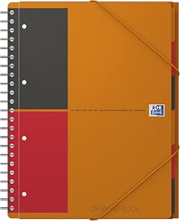 Oxford Organiserbook International A4, liniert, 160 Seiten, Gummizugmappe mit 6 festen Registern