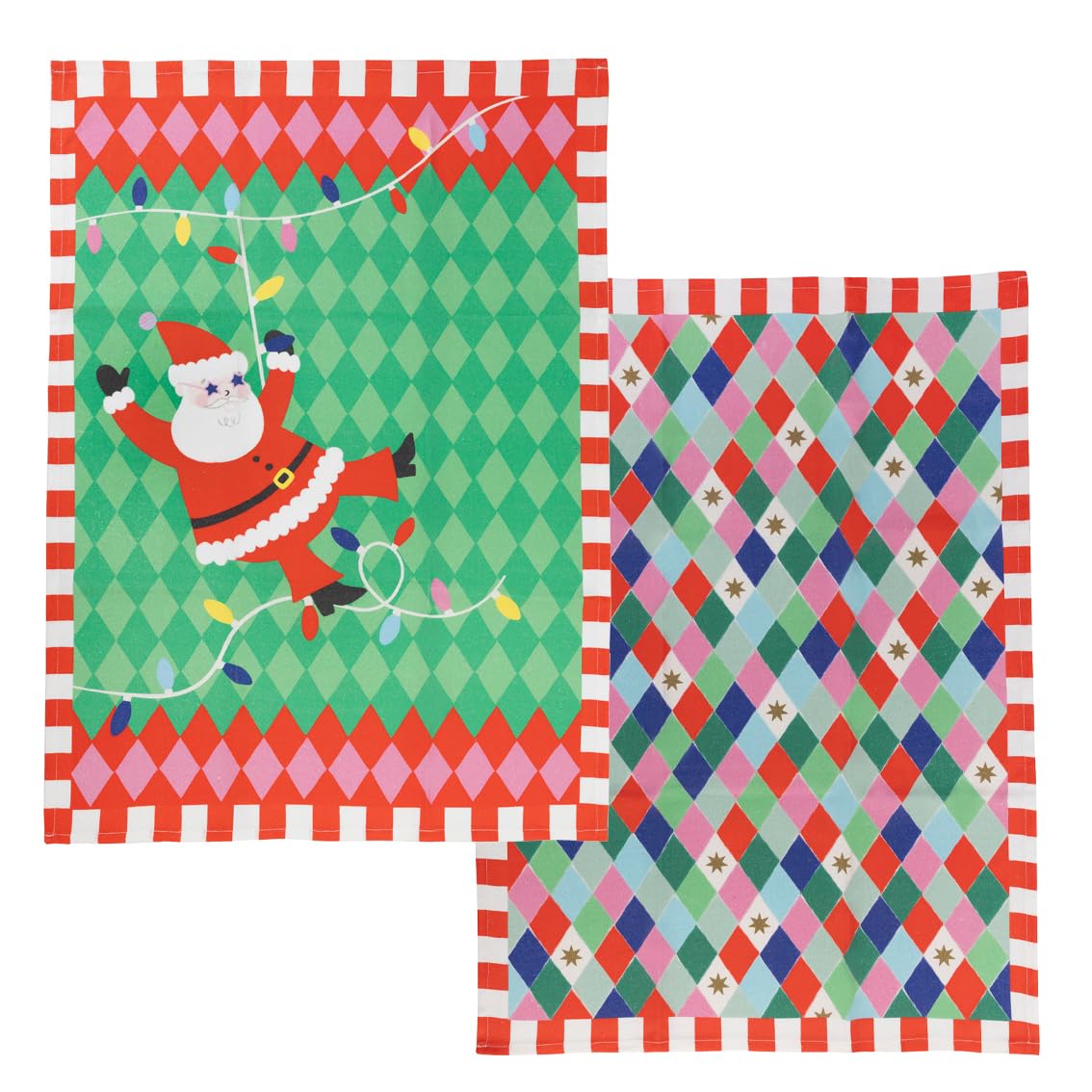 Talking Tables 2 x Cotton Tea Towels for Kitchen, Christmas Tea Towels