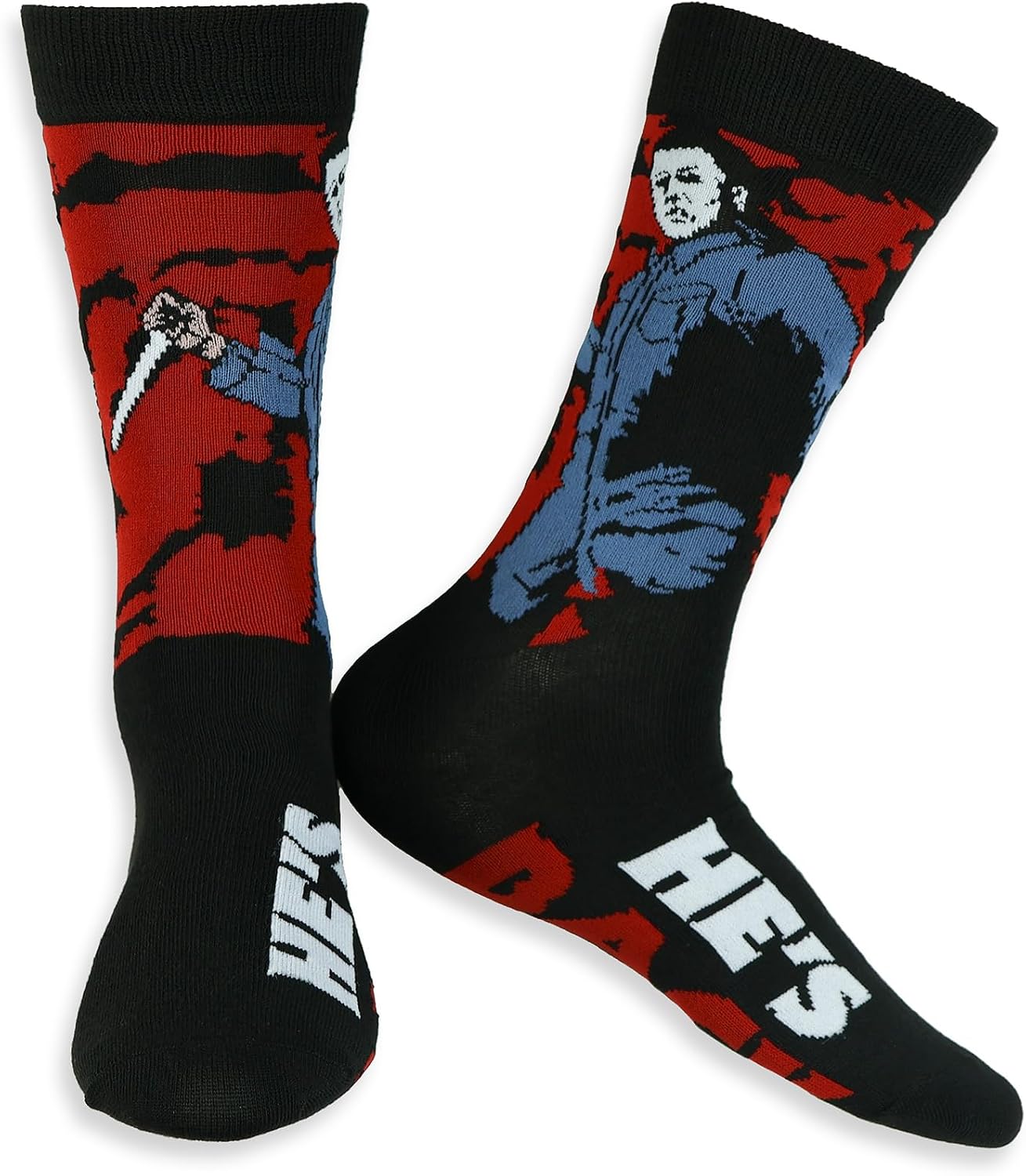 Hyp Halloween Michael Myers Men's 6 Pair Crew Socks with D.I.Y. Mask