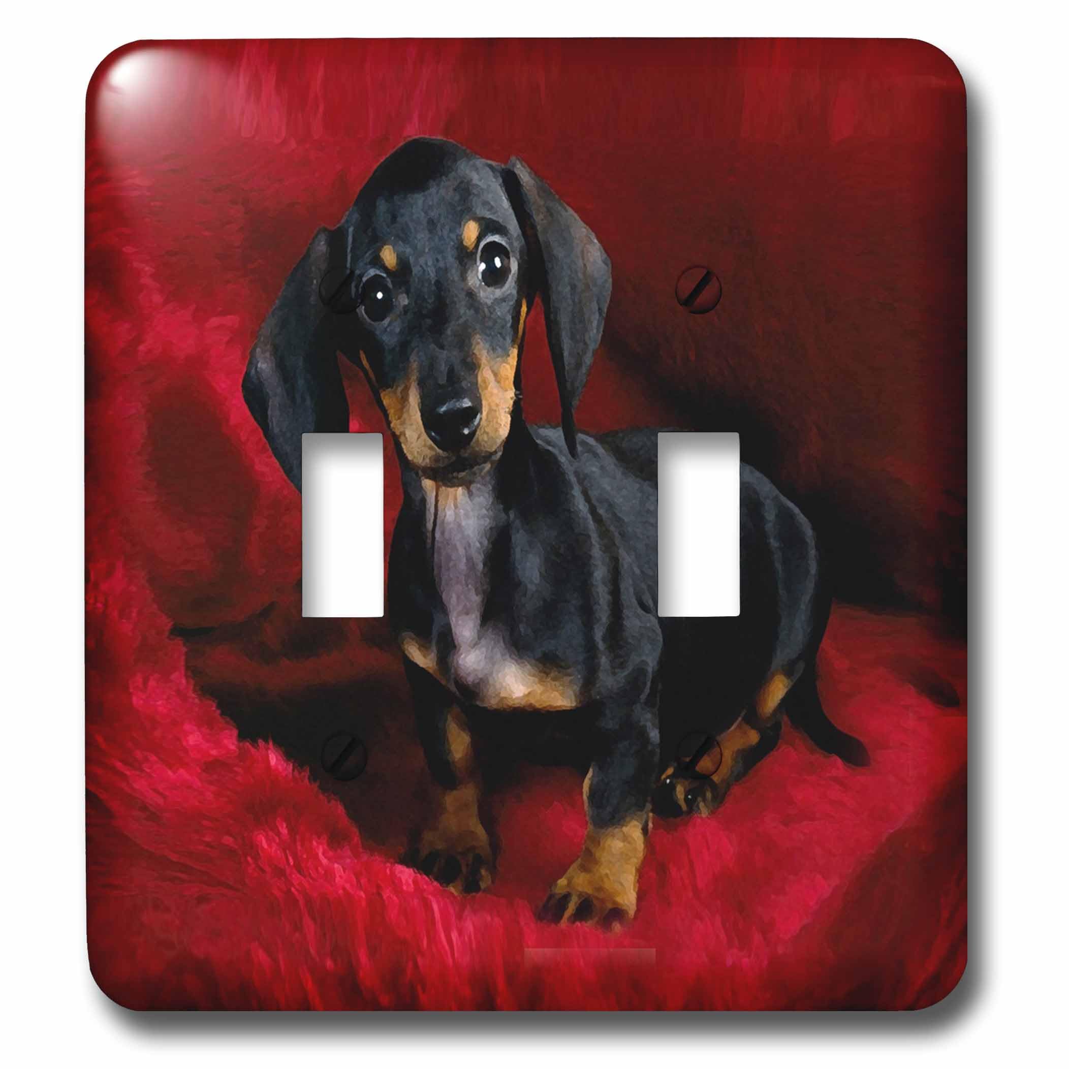 Impression peinture teckel double interrupteur pour décorer votre salon canin