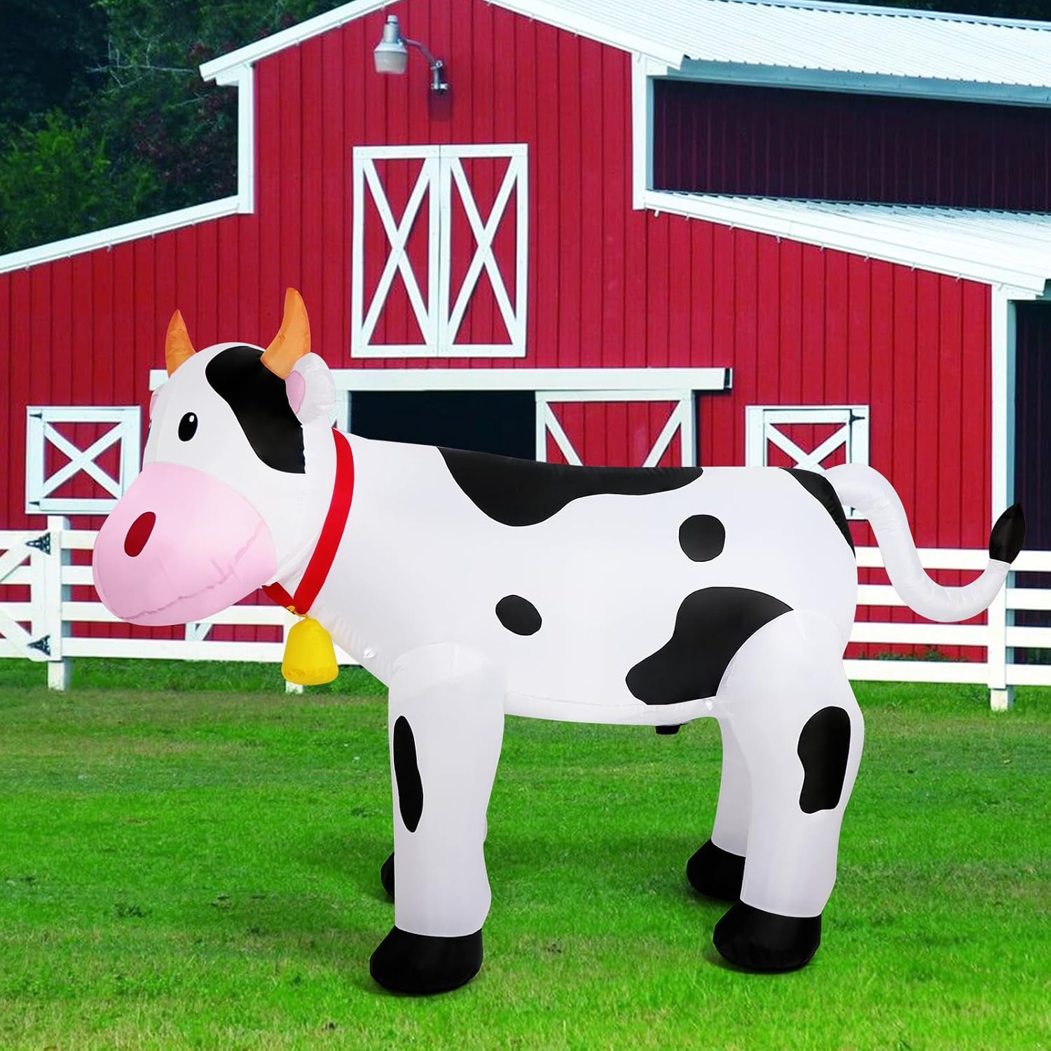 6FT Inflatable Cow Outdoor Decorations, Highland Cow Blow Up Yard Decorations with LED Lights, Cute Spotted Milk Cow Inflatable for Holiday Garden Lawn Farm-Themed Party Decor Outside - Image 5