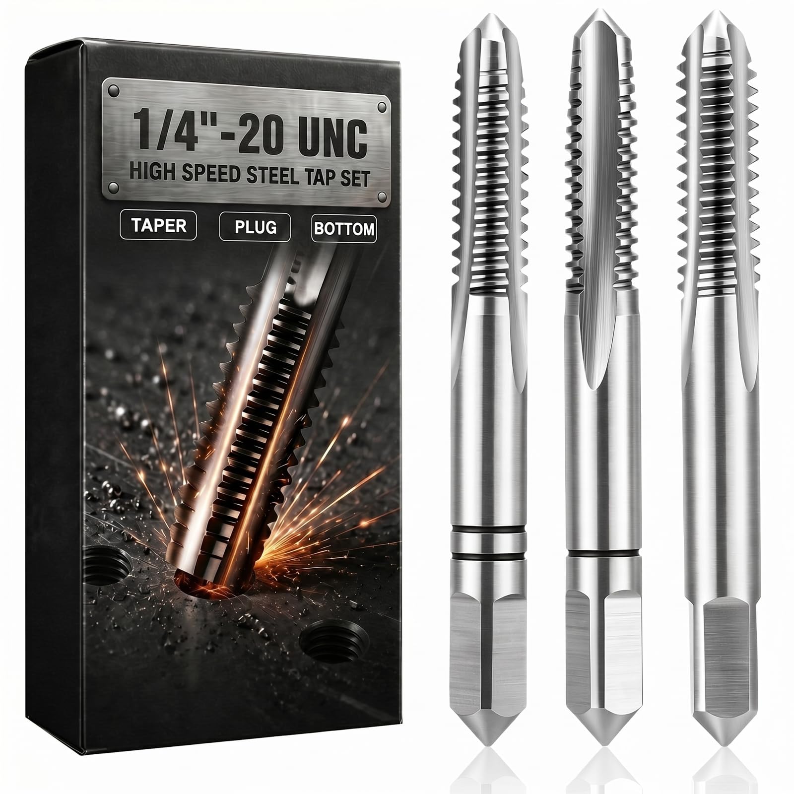 Gisafai 3-Piece HSS Tap Set - 1/4"-20 -1 Gisafai 3-Piece HSS Tap Set - 1/4"-20 -1