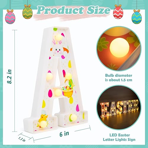 Miniatura 3 de Luces de Pascua para decoración interior – Decoración de mesa para fiestas en el hogar y vacaciones – Cartel de Pascua